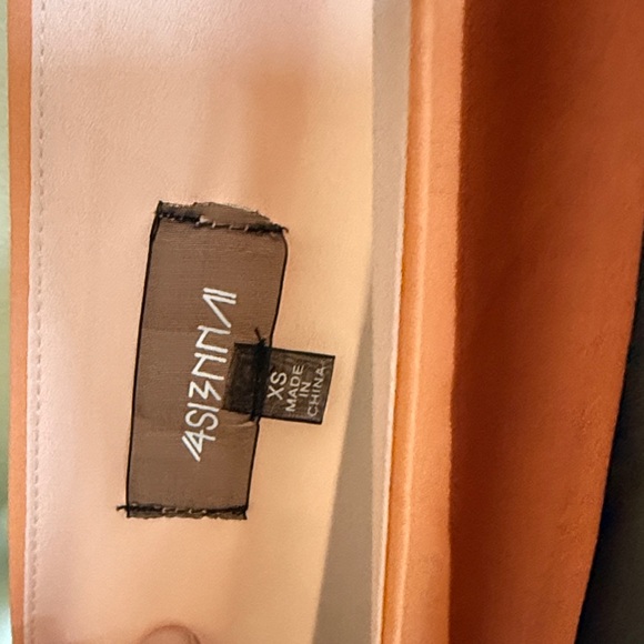 Vici Peach and Brown Striped Wide Leg Jumpsuit - Picture 2 of 5